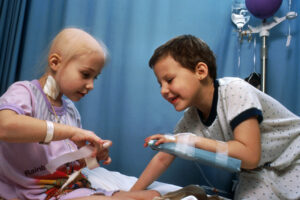 Children with Lukemia recieving treatment